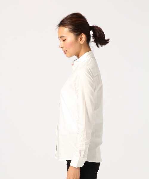 GLOBAL WORK（グローバルワーク）の「ピンオックスシャツ長袖/725103（シャツ/ブラウス・レディース・ホワイト/ライトグレー/ライトブルー・SMALL/LARGE/MEDIUM）」の4枚目の写真