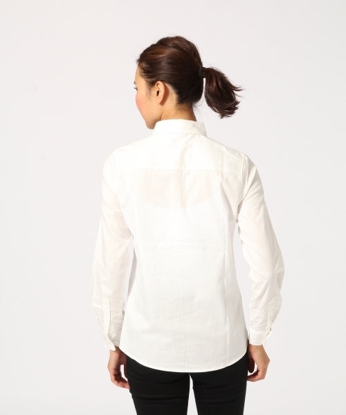 GLOBAL WORK（グローバルワーク）の「ピンオックスシャツ長袖/725103（シャツ/ブラウス・レディース・ホワイト/ライトグレー/ライトブルー・SMALL/LARGE/MEDIUM）」の5枚目の写真