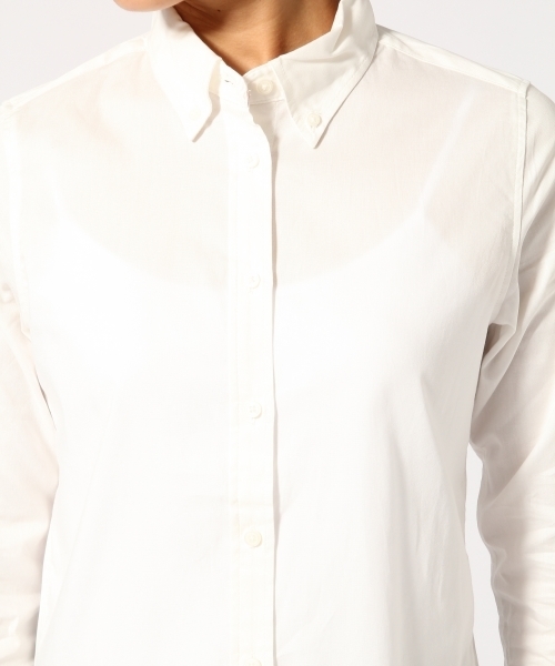 GLOBAL WORK（グローバルワーク）の「ピンオックスシャツ長袖/725103（シャツ/ブラウス・レディース・ホワイト/ライトグレー/ライトブルー・SMALL/LARGE/MEDIUM）」の8枚目の写真