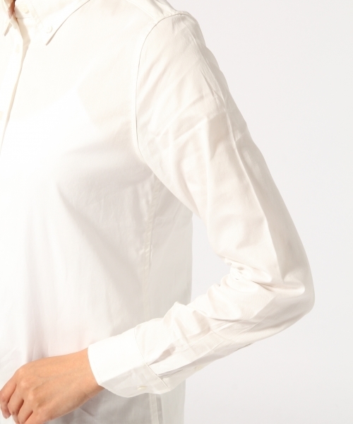 GLOBAL WORK（グローバルワーク）の「ピンオックスシャツ長袖/725103（シャツ/ブラウス・レディース・ホワイト/ライトグレー/ライトブルー・SMALL/LARGE/MEDIUM）」の9枚目の写真