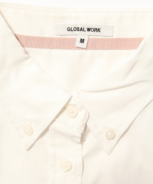 GLOBAL WORK（グローバルワーク）の「ピンオックスシャツ長袖/725103（シャツ/ブラウス・レディース・ホワイト/ライトグレー/ライトブルー・SMALL/LARGE/MEDIUM）」の7枚目の写真