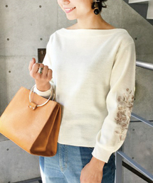 mysty woman | エンブロイダリー刺繍ボートネックニット(ニット/セーター)