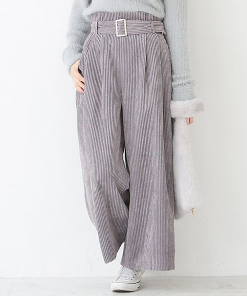 one after another NICE CLAUP（ワンアフターアナザーナイスクラップ）の「コーデュロイワイドパンツ（その他パンツ・レディース・ブラック/グレー/ピンク・FREE）」の2枚目の写真