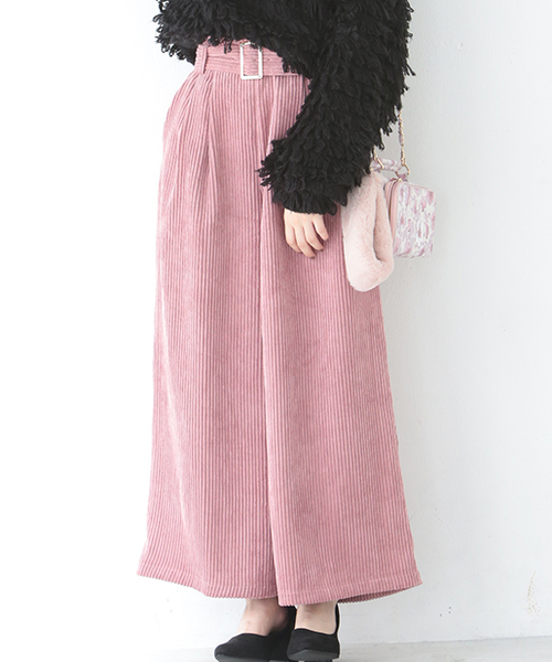 one after another NICE CLAUP（ワンアフターアナザーナイスクラップ）の「コーデュロイワイドパンツ（その他パンツ・レディース・ブラック/グレー/ピンク・FREE）」の3枚目の写真