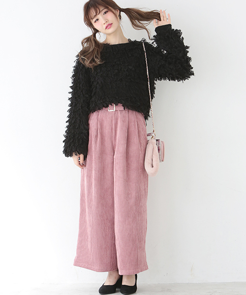 one after another NICE CLAUP（ワンアフターアナザーナイスクラップ）の「コーデュロイワイドパンツ（その他パンツ・レディース・ブラック/グレー/ピンク・FREE）」の7枚目の写真