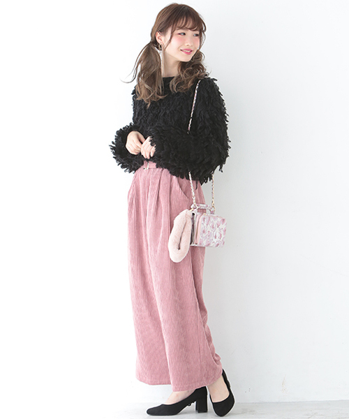 one after another NICE CLAUP（ワンアフターアナザーナイスクラップ）の「コーデュロイワイドパンツ（その他パンツ・レディース・ブラック/グレー/ピンク・FREE）」の8枚目の写真