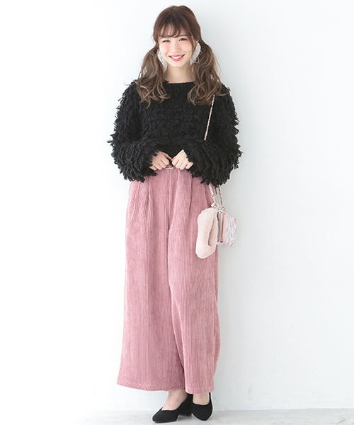 one after another NICE CLAUP（ワンアフターアナザーナイスクラップ）の「コーデュロイワイドパンツ（その他パンツ・レディース・ブラック/グレー/ピンク・FREE）」の9枚目の写真