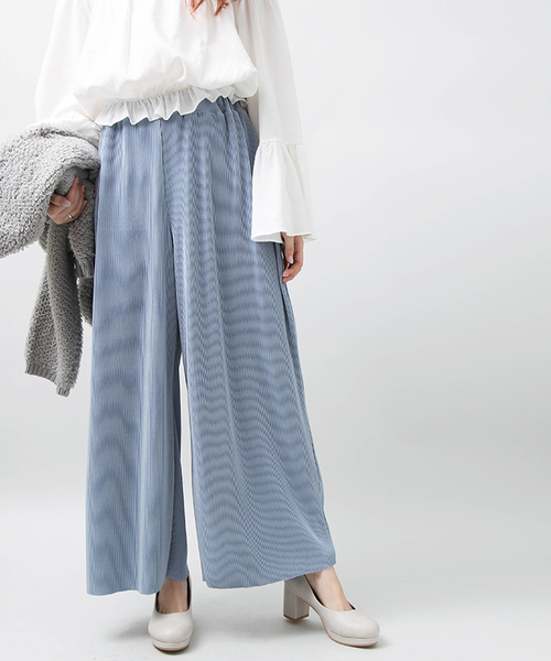 WEGO（ウィゴー）の「WEGO/サテンプリーツワイドパンツ（その他パンツ・レディース・ブラック/サックスブルー/アイボリー/ライトピンク・FREE）」の15枚目の写真