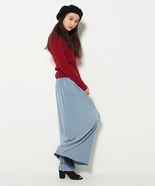 WEGO（ウィゴー）の「WEGO/サテンプリーツワイドパンツ（その他パンツ・レディース・ブラック/サックスブルー/アイボリー/ライトピンク・FREE）」の21枚目の写真