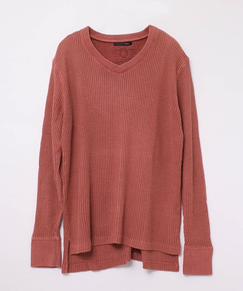 Audition(オーディション)の「M0541 ピグメントVネックプルオーバー(Tシャツ/カットソー・レディース・バーガンディー/オリーブ/チャコール・MEDIUM)」の22枚目の写真