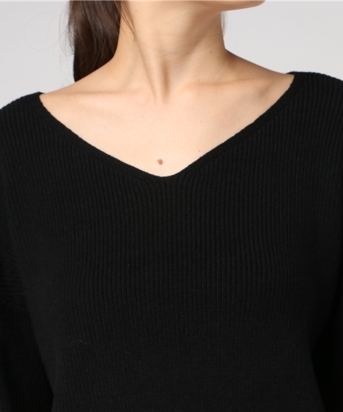 Khaju（カージュ）の「Khaju:エンブロイダリーアゼプルオーバー（ニット/セーター・レディース・ブラック/ワイン・ONE SIZE）」の6枚目の写真