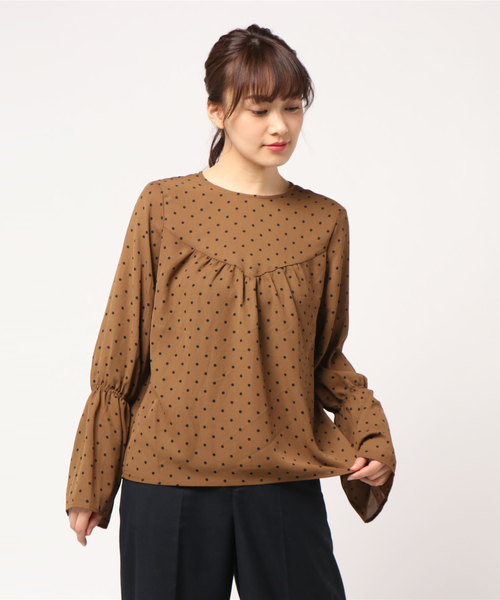 セール】ドット柄袖フレアブラウス（シャツ/ブラウス）｜INTERPLANET  