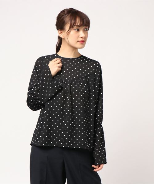 セール】ドット柄袖フレアブラウス（シャツ/ブラウス）｜INTERPLANET  