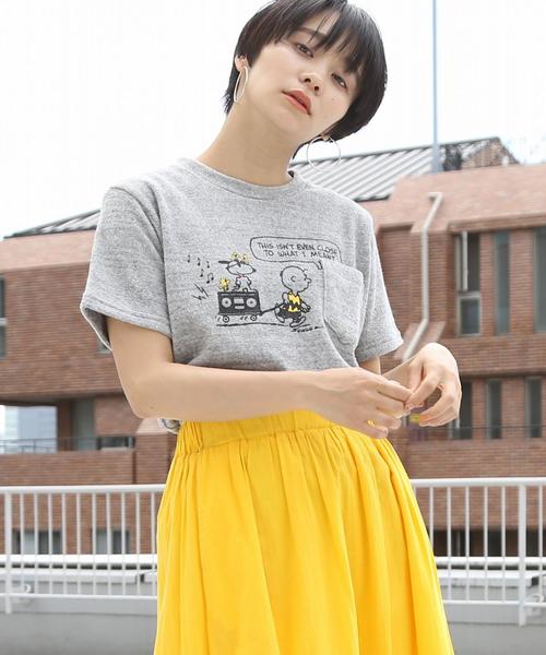 Peanuts ピーナッツ の 女性にも人気 Snoopy スヌーピー パイルサーフtシャツ グレー系その他 ブルー系その他 Web限定カラー Tシャツ カットソー Wear