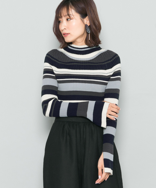 Sense Of Place By Urban Research センスオブプレイスバイアーバンリサーチ の マルチボーダーハイネックセーター ニット セーター Wear