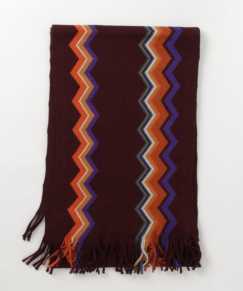 RAMUDA（ラムダ）の「ウール　ラッセルアーガイル調マフラー（マフラー・メンズ・パープル/ブラウン/ボルドー・ﾌﾘ-）」の3枚目の写真