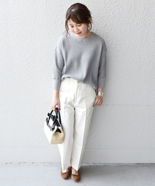 liflattie ships（リフラティ シップス）の「liflattie ships:ビッグワッフルクルーネックトップス（Tシャツ/カットソー・レディース・ナチュラル/ネイビー/ライトグレー・SMALL/MEDIUM）」の4枚目の写真