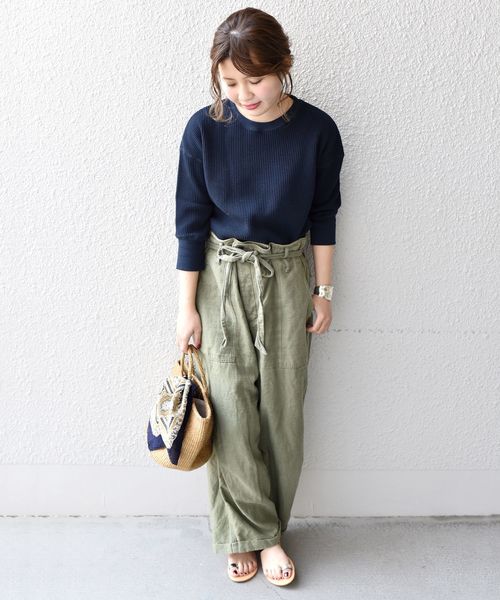 liflattie ships（リフラティ シップス）の「liflattie ships:ビッグワッフルクルーネックトップス（Tシャツ/カットソー・レディース・ナチュラル/ネイビー/ライトグレー・SMALL/MEDIUM）」の5枚目の写真