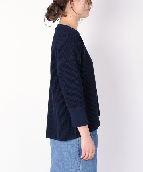 liflattie ships（リフラティ シップス）の「liflattie ships:ビッグワッフルクルーネックトップス（Tシャツ/カットソー・レディース・ナチュラル/ネイビー/ライトグレー・SMALL/MEDIUM）」の7枚目の写真