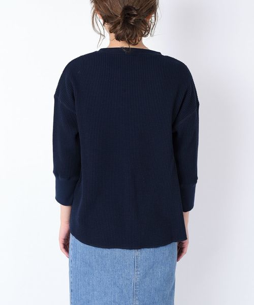 liflattie ships（リフラティ シップス）の「liflattie ships:ビッグワッフルクルーネックトップス（Tシャツ/カットソー・レディース・ナチュラル/ネイビー/ライトグレー・SMALL/MEDIUM）」の8枚目の写真