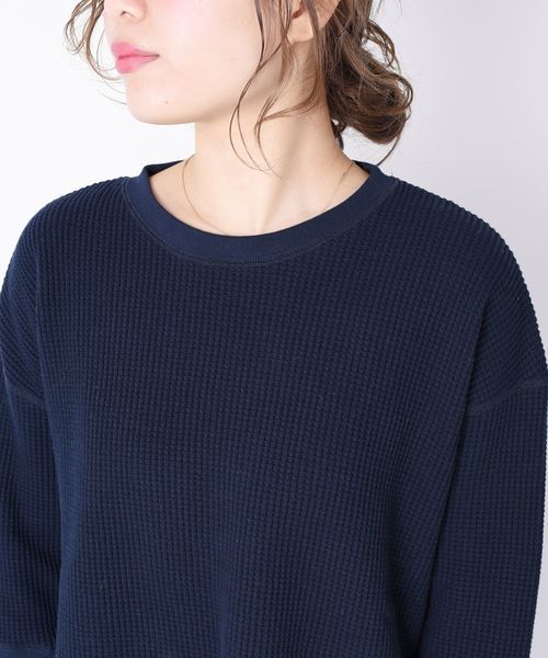 liflattie ships（リフラティ シップス）の「liflattie ships:ビッグワッフルクルーネックトップス（Tシャツ/カットソー・レディース・ナチュラル/ネイビー/ライトグレー・SMALL/MEDIUM）」の9枚目の写真