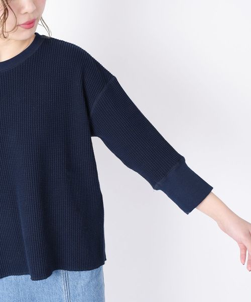 liflattie ships（リフラティ シップス）の「liflattie ships:ビッグワッフルクルーネックトップス（Tシャツ/カットソー・レディース・ナチュラル/ネイビー/ライトグレー・SMALL/MEDIUM）」の10枚目の写真