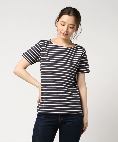 AMERICAN HOLIC（アメリカンホリック）の「・60新彊綿スムース ボートネックTEE★（Tシャツ/カットソー・レディース・サックスブルー/ラベンダー/ネイビー/その他25/チャコールグレー/その他26/オフホワイト/グレー系その他・M/L）」の4枚目の写真