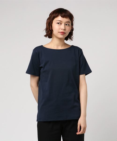 AMERICAN HOLIC（アメリカンホリック）の「・60新彊綿スムース ボートネックTEE★（Tシャツ/カットソー・レディース・サックスブルー/ラベンダー/ネイビー/その他25/チャコールグレー/その他26/オフホワイト/グレー系その他・M/L）」の5枚目の写真