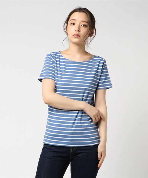 AMERICAN HOLIC（アメリカンホリック）の「・60新彊綿スムース ボートネックTEE★（Tシャツ/カットソー・レディース・サックスブルー/ラベンダー/ネイビー/その他25/チャコールグレー/その他26/オフホワイト/グレー系その他・M/L）」の6枚目の写真