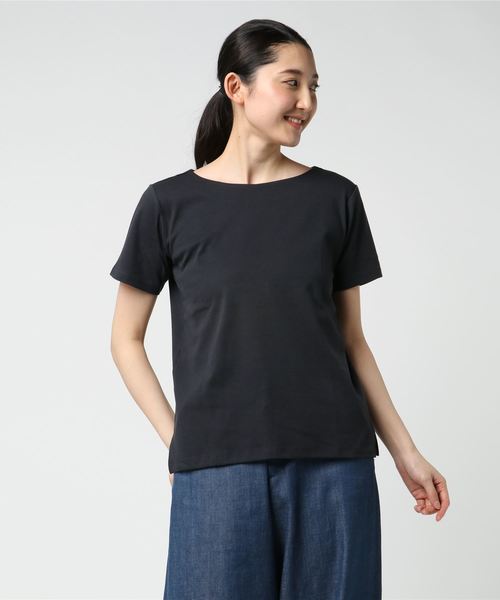AMERICAN HOLIC（アメリカンホリック）の「・60新彊綿スムース ボートネックTEE★（Tシャツ/カットソー・レディース・サックスブルー/ラベンダー/ネイビー/その他25/チャコールグレー/その他26/オフホワイト/グレー系その他・M/L）」の3枚目の写真
