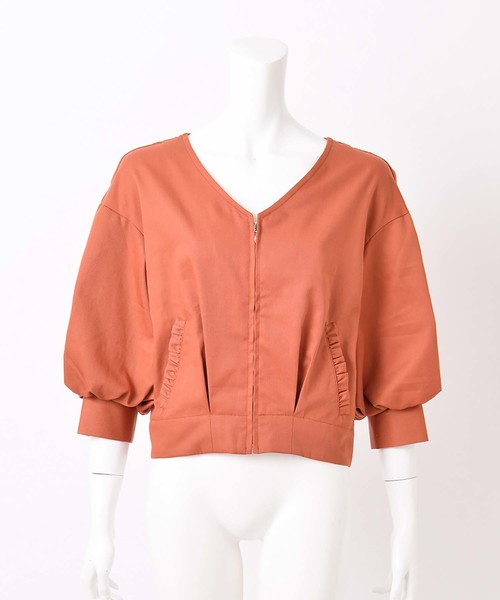 one after another NICE CLAUP(ワンアフターアナザーナイスクラップ)の「フリルブルゾン(ブルゾン・レディース・ブラック/ベージュ/レンガ・FREE)」の2枚目の写真