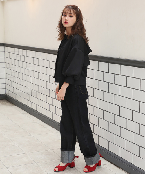 one after another NICE CLAUP(ワンアフターアナザーナイスクラップ)の「フリルブルゾン(ブルゾン・レディース・ブラック/ベージュ/レンガ・FREE)」の11枚目の写真