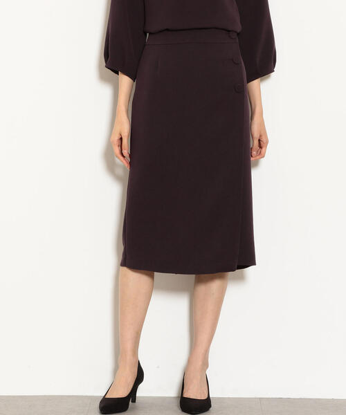 green label relaxing（グリーンレーベルリラクシング）の「CS ラップ タイト スカート（スカート・レディース・ベージュ/パープル・36/38）」の2枚目の写真