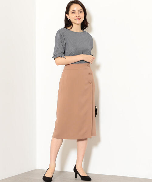 green label relaxing（グリーンレーベルリラクシング）の「CS ラップ タイト スカート（スカート・レディース・ベージュ/パープル・36/38）」の6枚目の写真