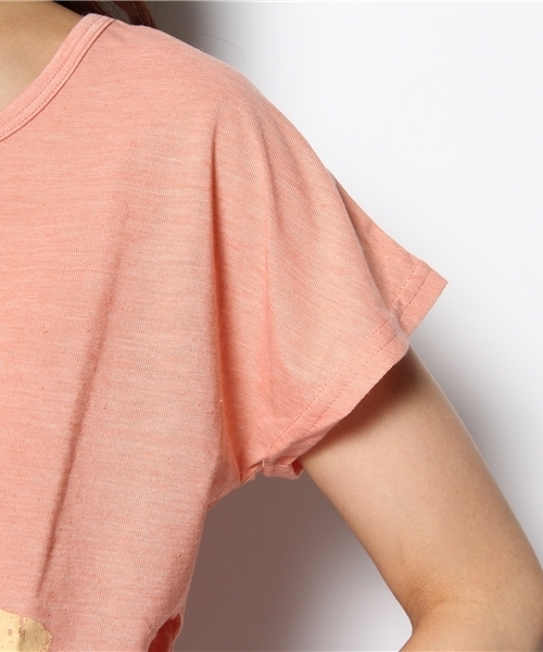 Auntie Rosa(アンティローザ)の「前結びネップTシャツ(Tシャツ/カットソー・レディース・ピンク/ブラック/ナチュラル/イエロー・FREE)」の9枚目の写真