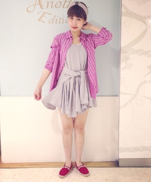 Another Edition(アナザーエディション)の「■AE FAKE SLV NSL OP◆(ワンピース・レディース・グレー/レッド/ライトブルー/ダークグレー/ワインレッド・フリー)」の2枚目の写真
