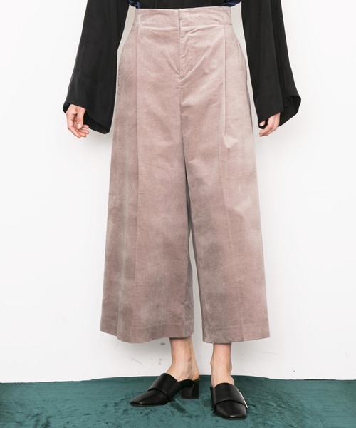 city（シティ）の「【CITY】ベルベット ハイウエストワイドパンツ（その他パンツ・レディース・ネイビー/グレー/ピンク・1/0）」の2枚目の写真