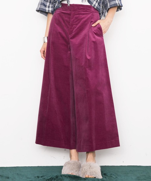 city（シティ）の「【CITY】ベルベット ハイウエストワイドパンツ（その他パンツ・レディース・ネイビー/グレー/ピンク・1/0）」の3枚目の写真