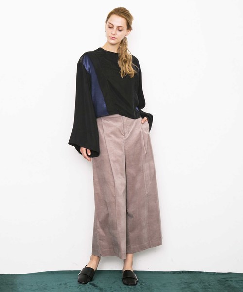 city（シティ）の「【CITY】ベルベット ハイウエストワイドパンツ（その他パンツ・レディース・ネイビー/グレー/ピンク・1/0）」の4枚目の写真