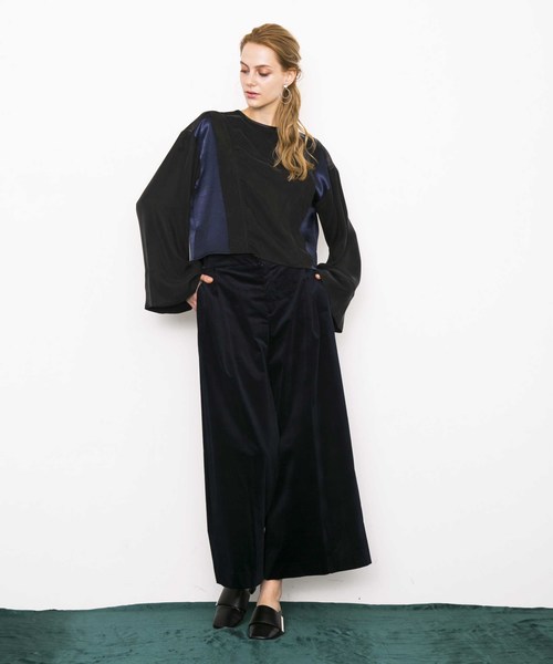 city（シティ）の「【CITY】ベルベット ハイウエストワイドパンツ（その他パンツ・レディース・ネイビー/グレー/ピンク・1/0）」の7枚目の写真