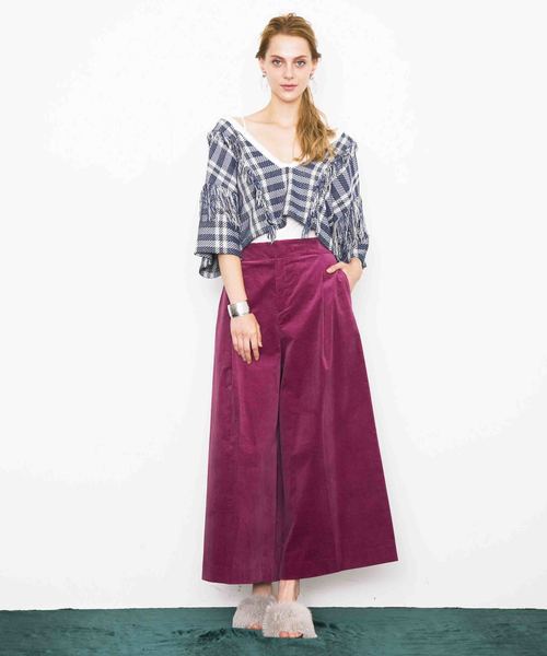 city（シティ）の「【CITY】ベルベット ハイウエストワイドパンツ（その他パンツ・レディース・ネイビー/グレー/ピンク・1/0）」の9枚目の写真