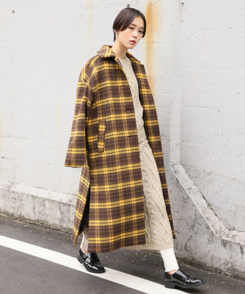 LOWRYS FARM（ローリーズファーム）の「ＢＩＧチェックコート　808815（その他アウター・レディース・ネイビー/イエロー・FREE）」の2枚目の写真