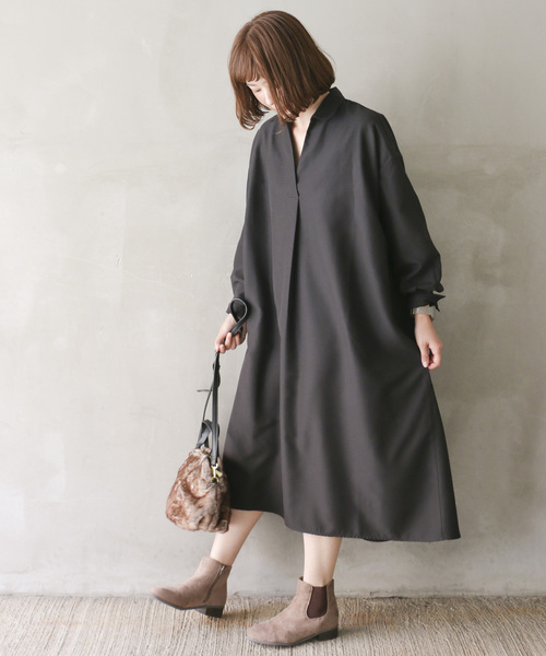 LBC(エルビーシー)の「スキッパーロングワンピース(ワンピース・レディース・ブラック/ワインレッド/グリーン・M/L)」の2枚目の写真