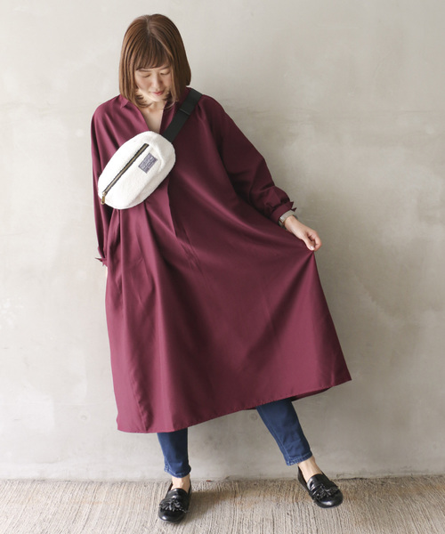 LBC(エルビーシー)の「スキッパーロングワンピース(ワンピース・レディース・ブラック/ワインレッド/グリーン・M/L)」の1枚目の写真