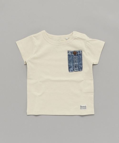 Ocean&Ground(オーシャン&グラウンド)の「DENIM POCKET T(80〜140cm)(Tシャツ/カットソー)」|クリーム