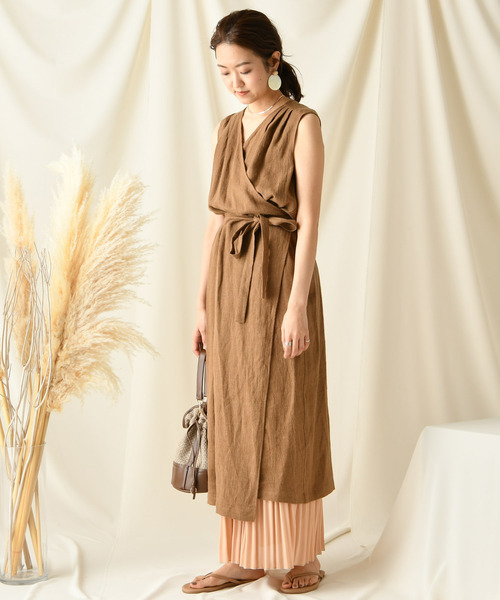 DouDou(ドゥドゥ)の「リネンウールカシュクールワンピース(ワンピース・レディース・ベージュ/グリーン/ブラウン・FREE)」の22枚目の写真