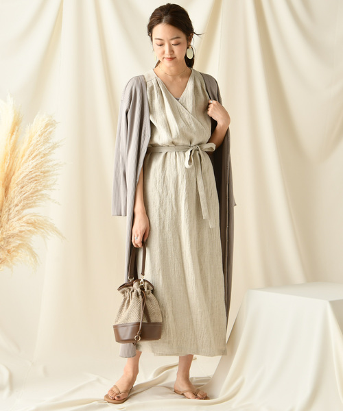 DouDou(ドゥドゥ)の「リネンウールカシュクールワンピース(ワンピース・レディース・ベージュ/グリーン/ブラウン・FREE)」の11枚目の写真