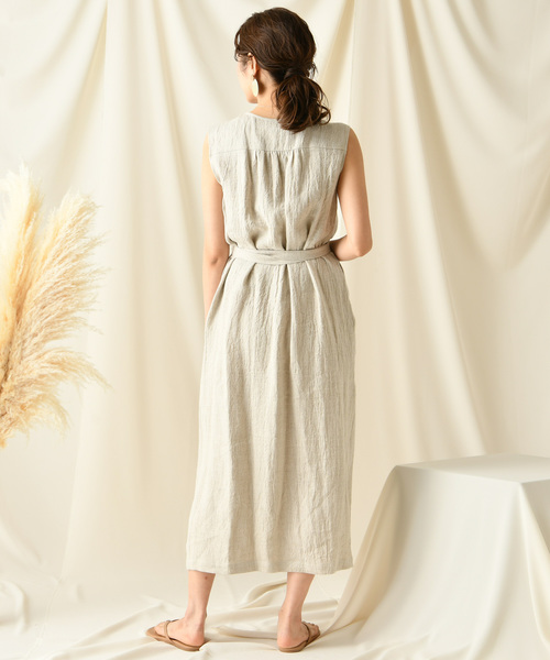 DouDou(ドゥドゥ)の「リネンウールカシュクールワンピース(ワンピース・レディース・ベージュ/グリーン/ブラウン・FREE)」の18枚目の写真