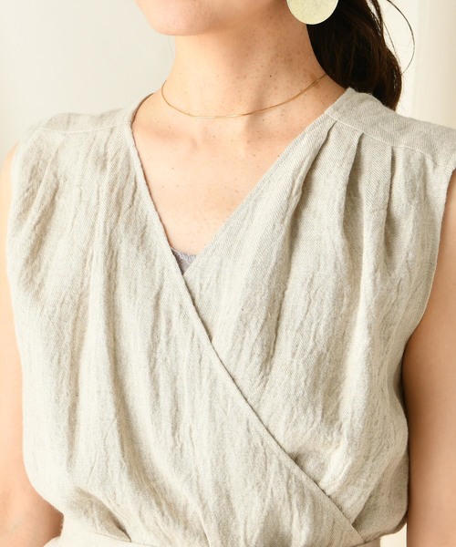 DouDou(ドゥドゥ)の「リネンウールカシュクールワンピース(ワンピース・レディース・ベージュ/グリーン/ブラウン・FREE)」の15枚目の写真