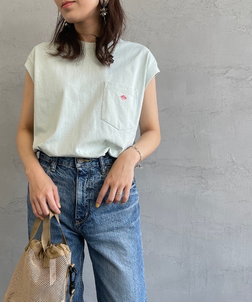 DANTON（ダントン）の「[DANTON/ダントン] ノースリーブポケットTシャツ（Tシャツ/カットソー・レディース・ホワイト/ブラック/ベージュ/ネイビー/オレンジ/グレー/ブラウン/ネイビー系/グレイッシュベージュ/サックスブルー・36）」の9枚目の写真